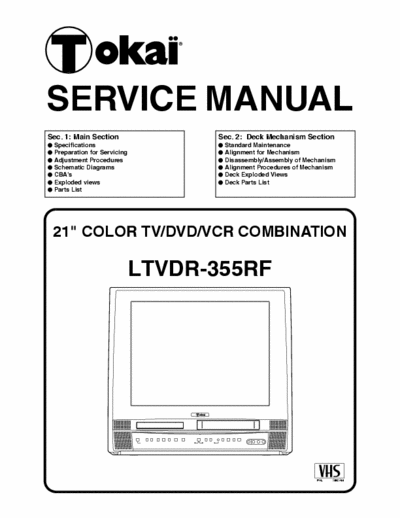 TOKAI LTVDR-355RF SERVICE MANUAL TV-COMBINATION